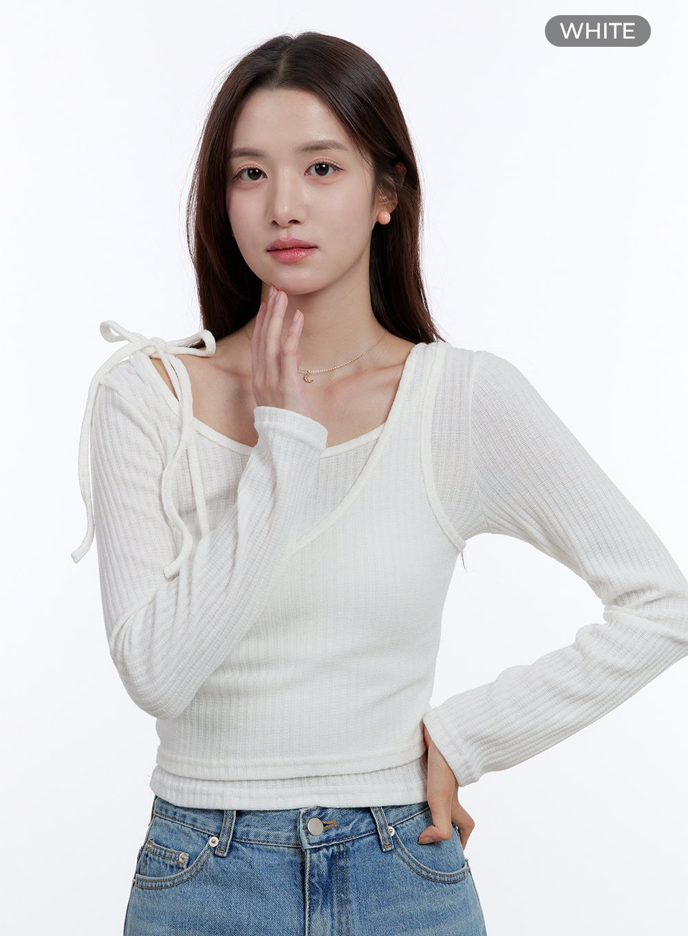 Slim Fit Strap Long Sleeve Set OO407