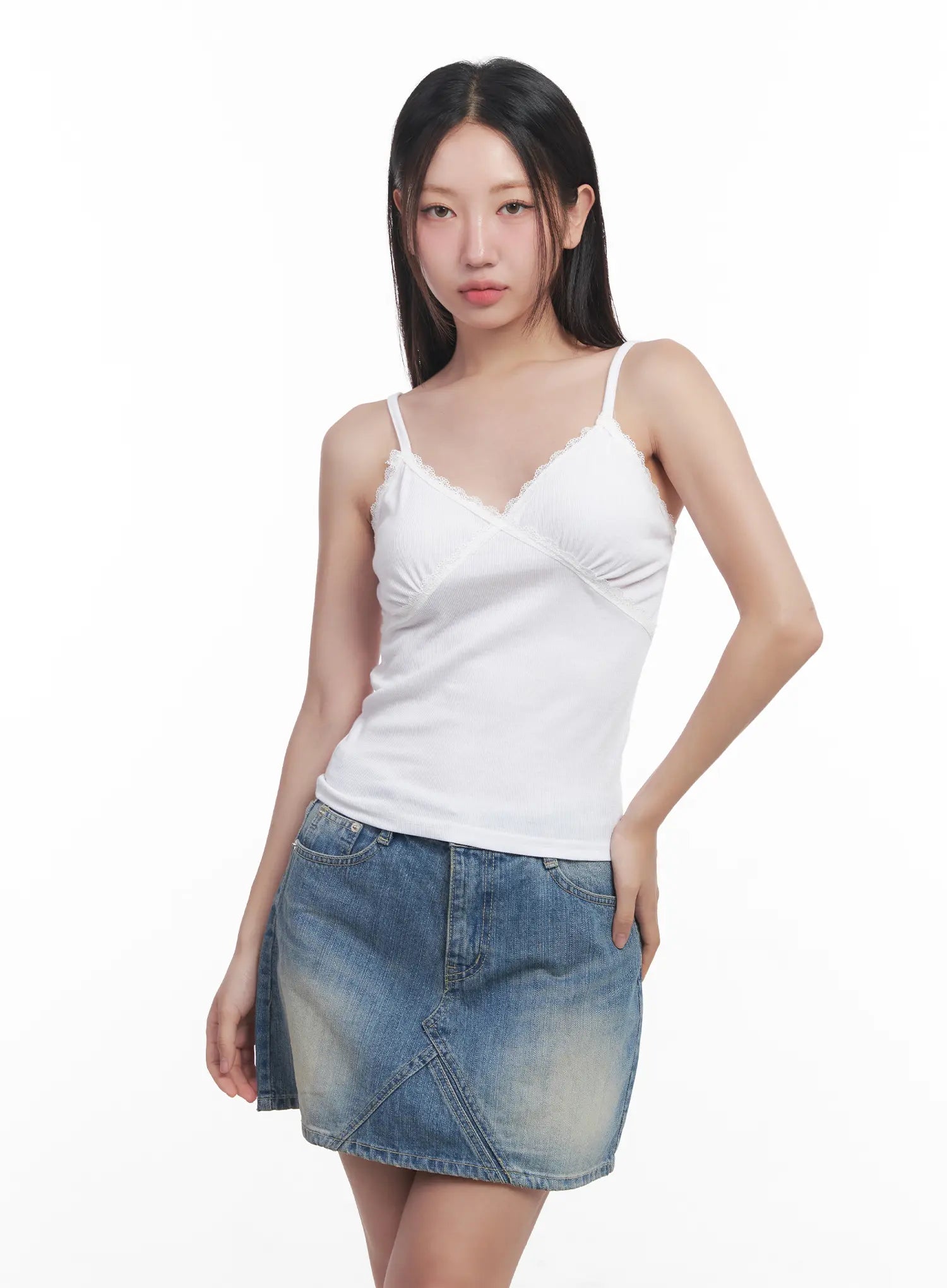 Lace-Trim Sweetheart Cami CU516