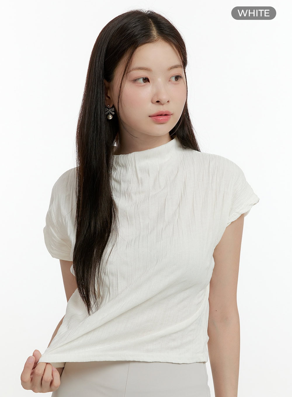 Mock Neck Textured Top OL423