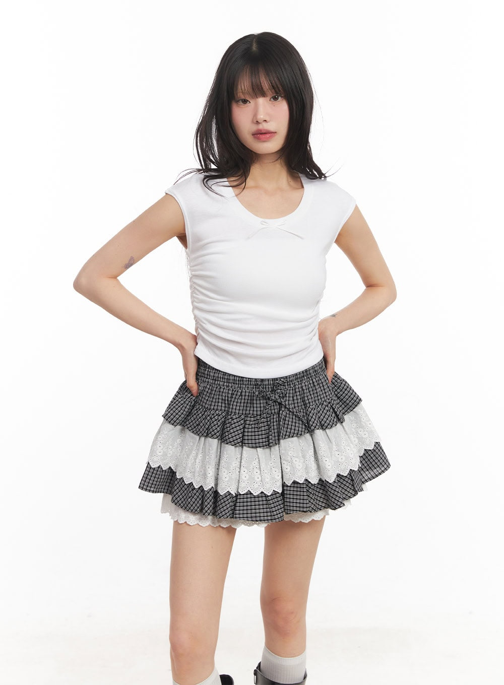 Ribbon Slim-Fit Cropped Shirt CA523