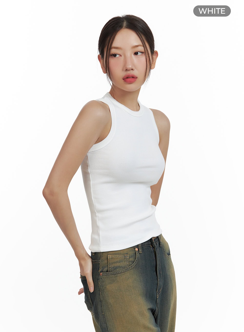Solid Ribbed Tank Top CU420
