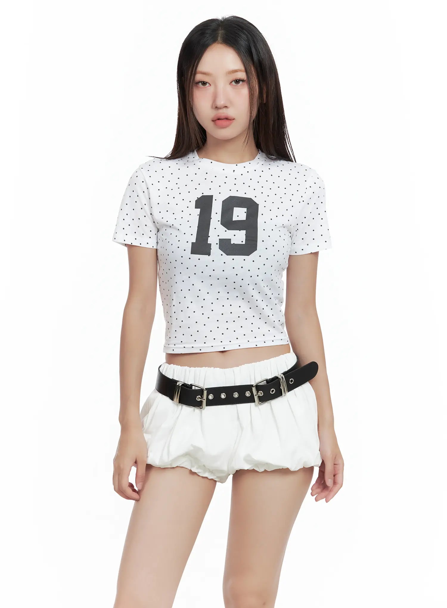 Polka Dot Graphic Crop Tee CL509