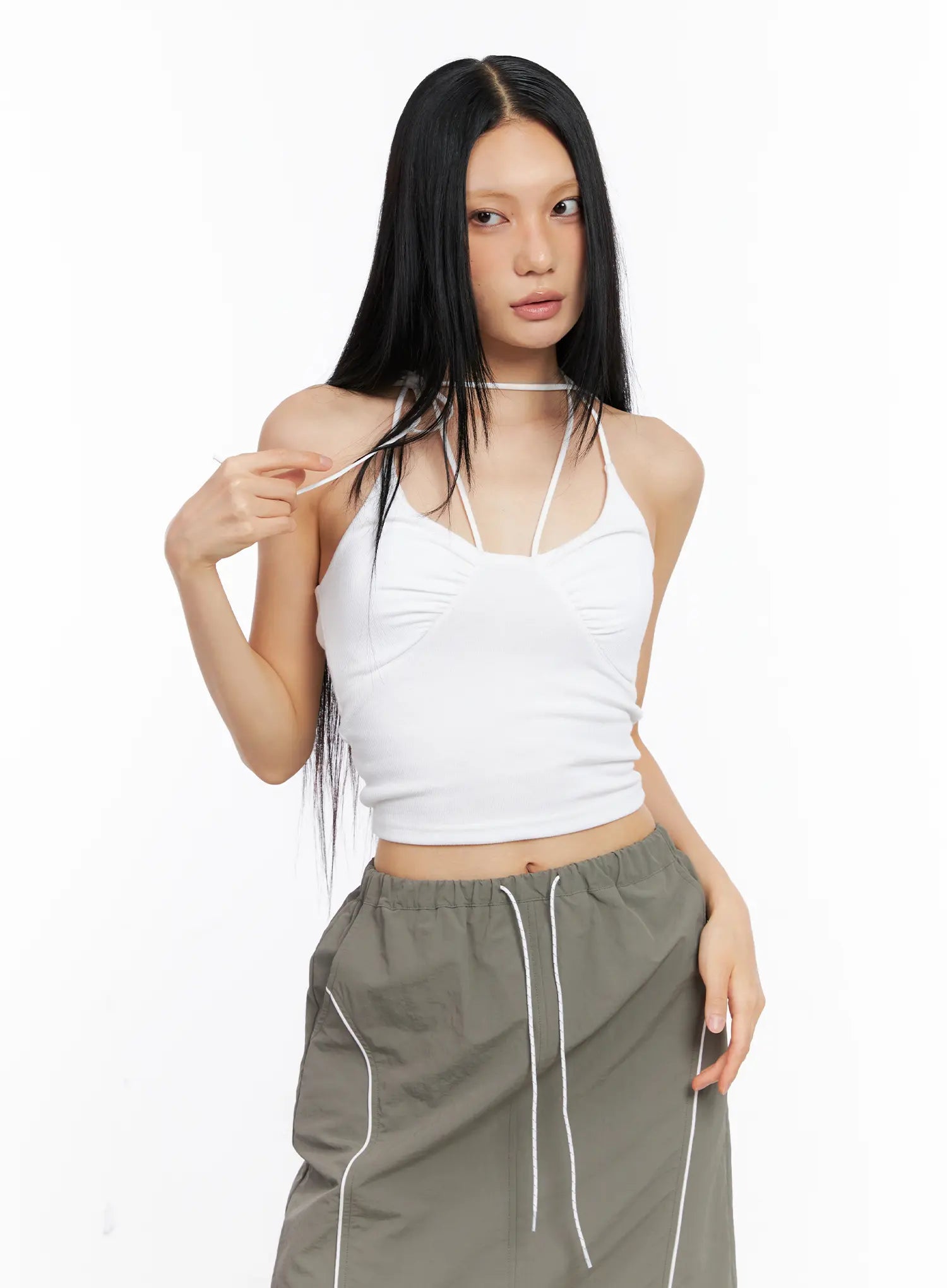 Shirred Halter Tank Top CL530