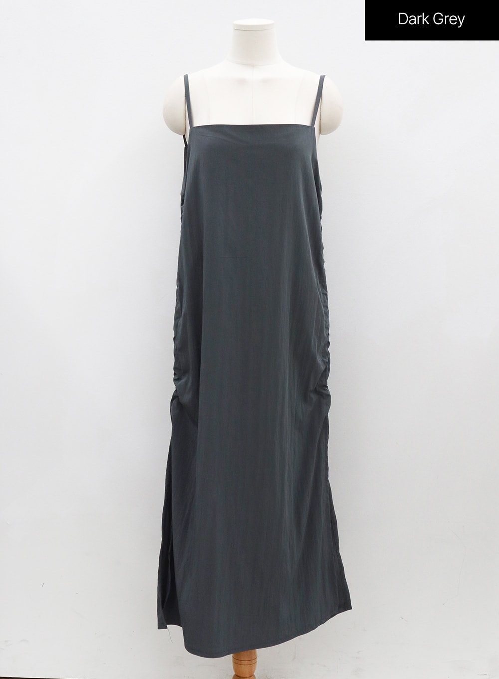 Side Shirring Sleeveless Strap Maxi Dress OG12