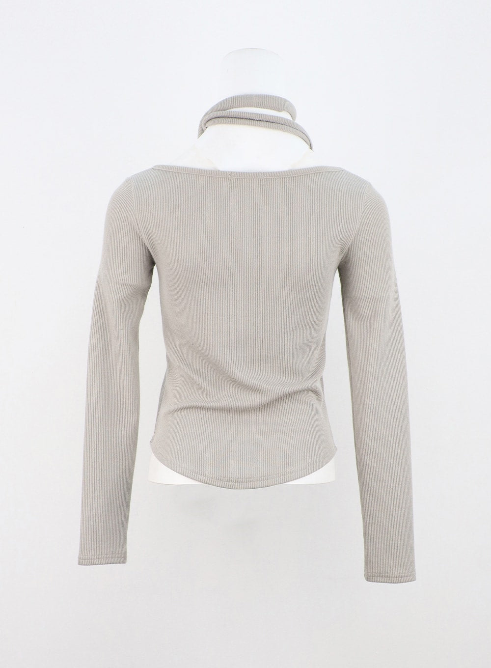 Slim Fit U-Neck Long Sleeve Top with Scarf CN303