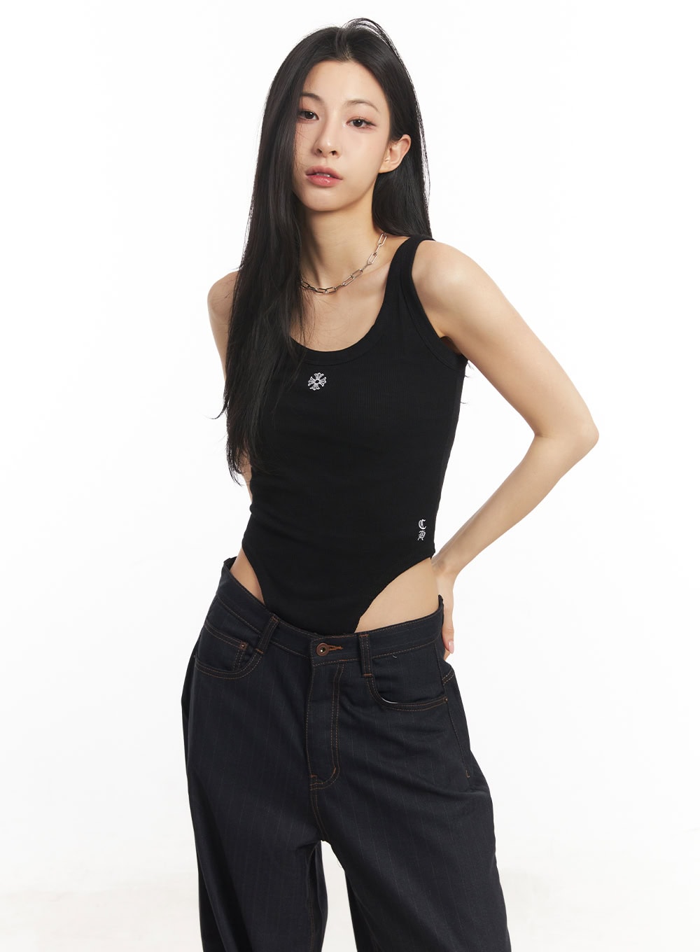 Embroidered Bodysuit Tank Top CA504