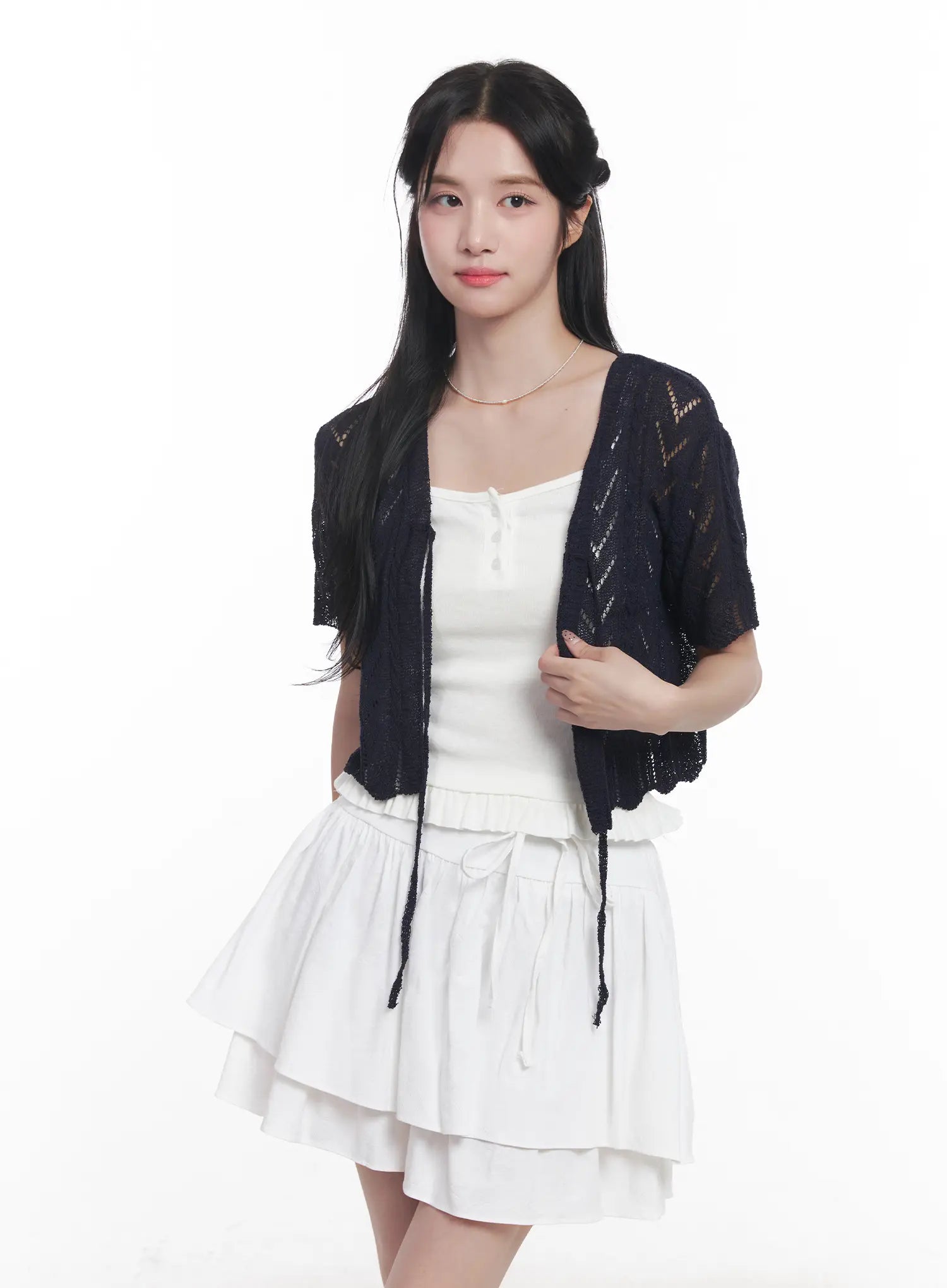 Sheer Short-Sleeve Cardigan CU523