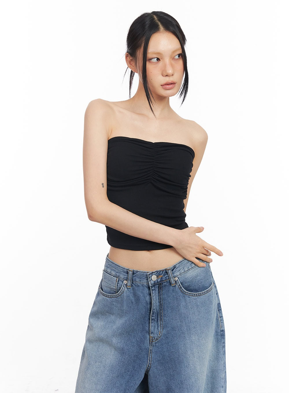 Shirring Padded Tube Top CY528