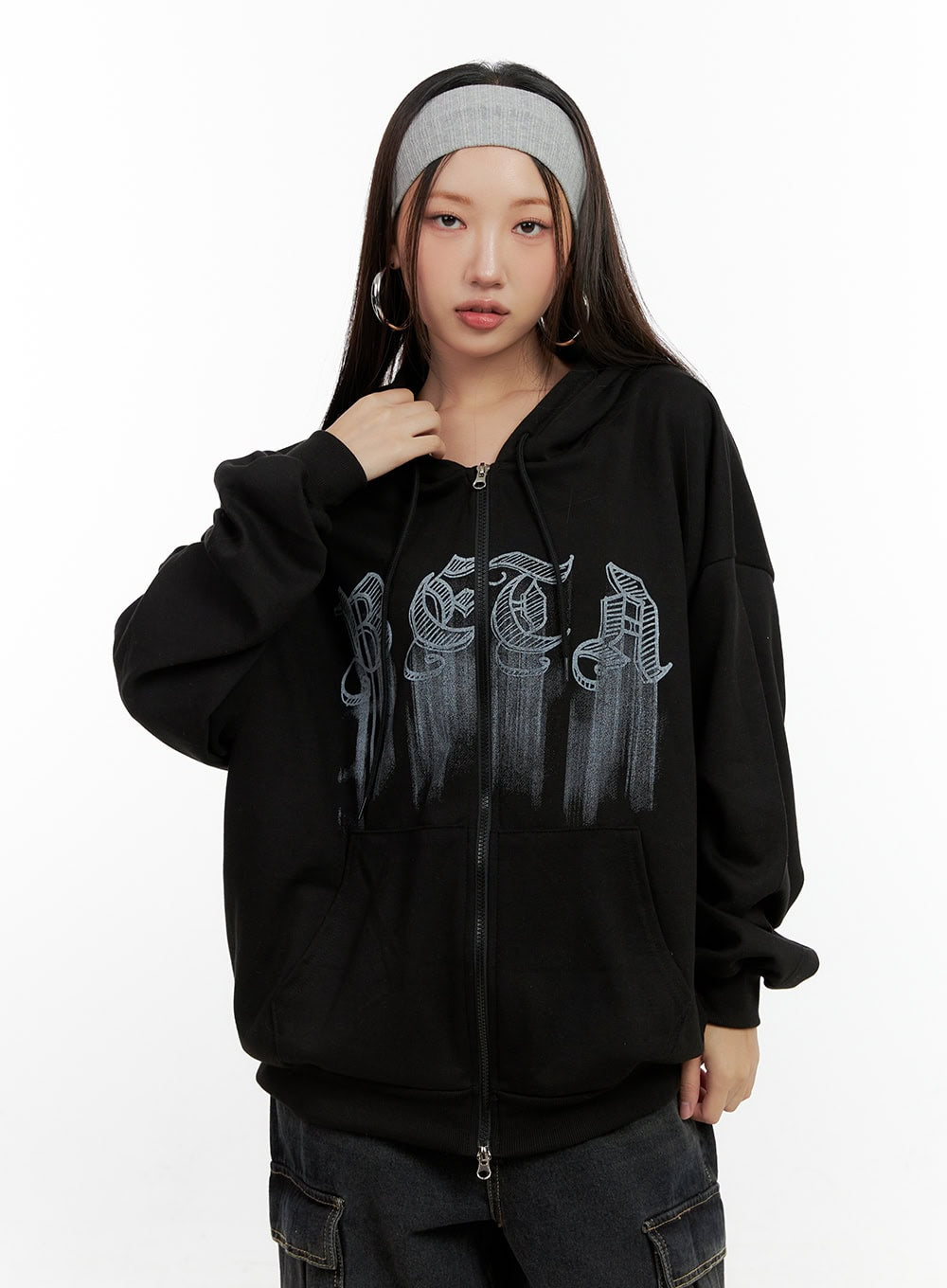 Graphic Zip-Up Hoodie CN406