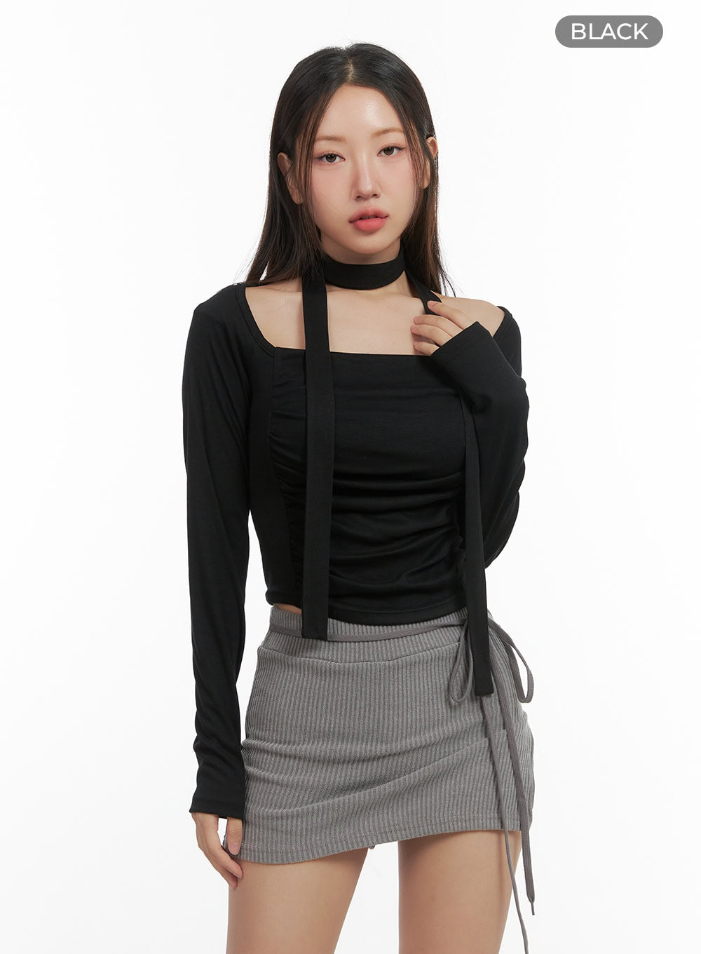 Shirred Square Neck Crop Top CO417