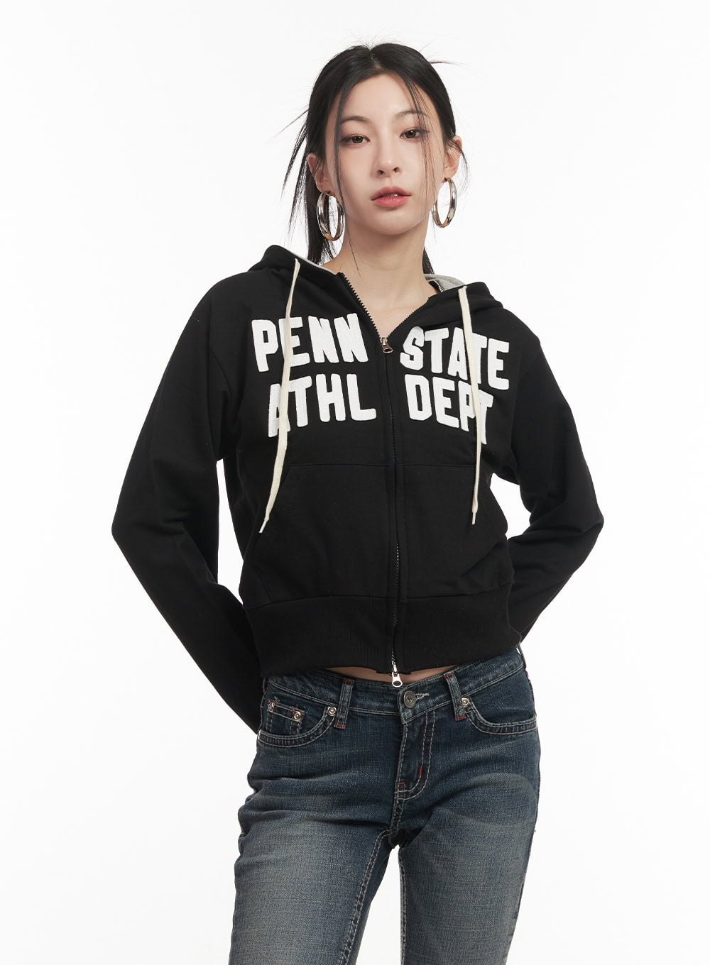 Patchwork Zip-Up Hooded Sweatshirt CF514