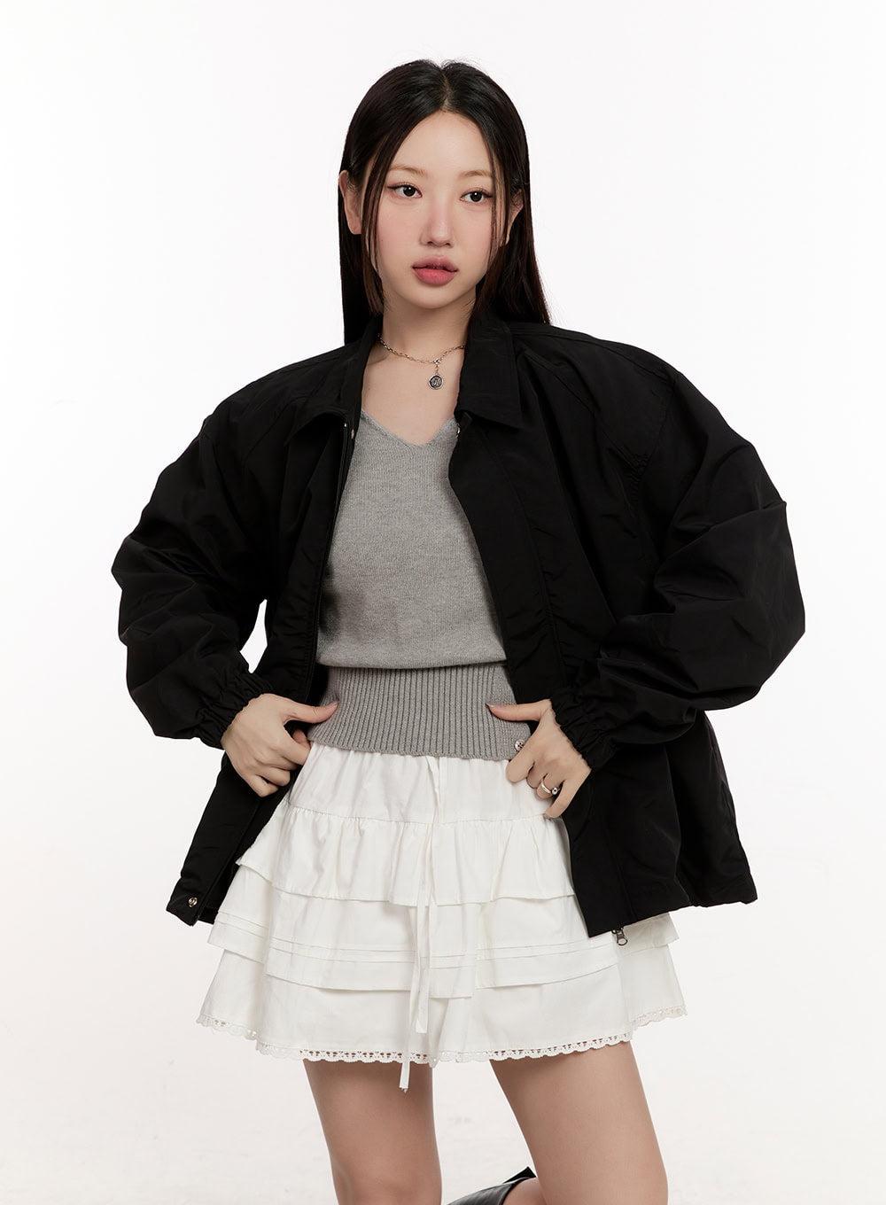 Collared Loose-Fit Windbreaker Jacket CM510