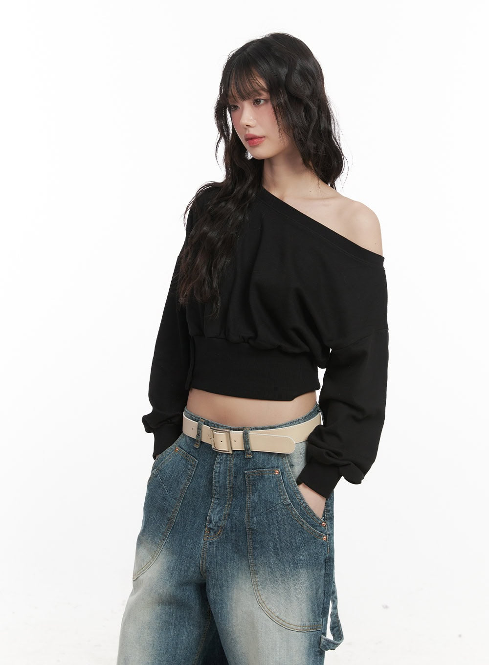 Side-Buttoned Crop Sweater CJ524
