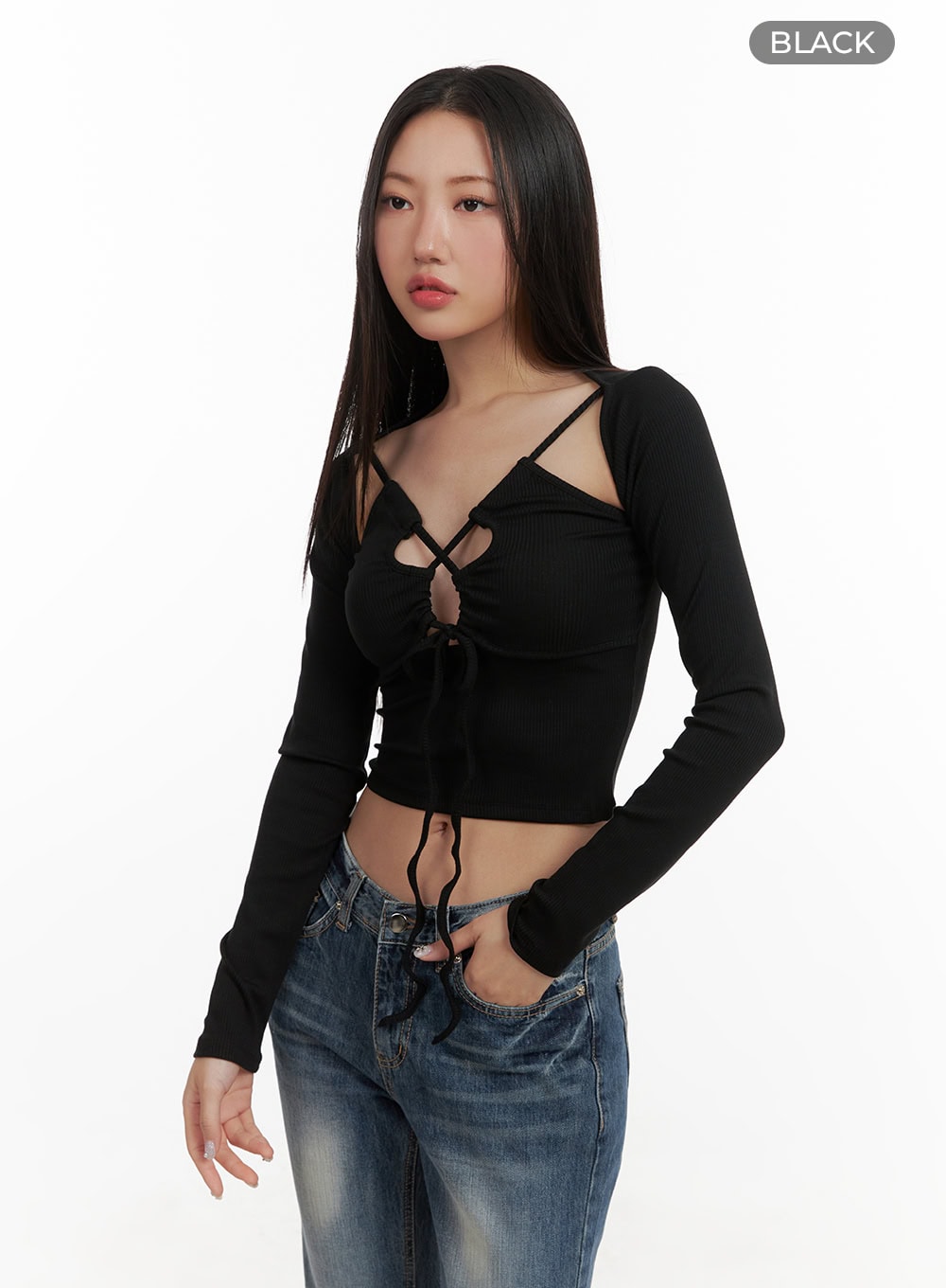 X Strap Cut Out Crop Top CY403