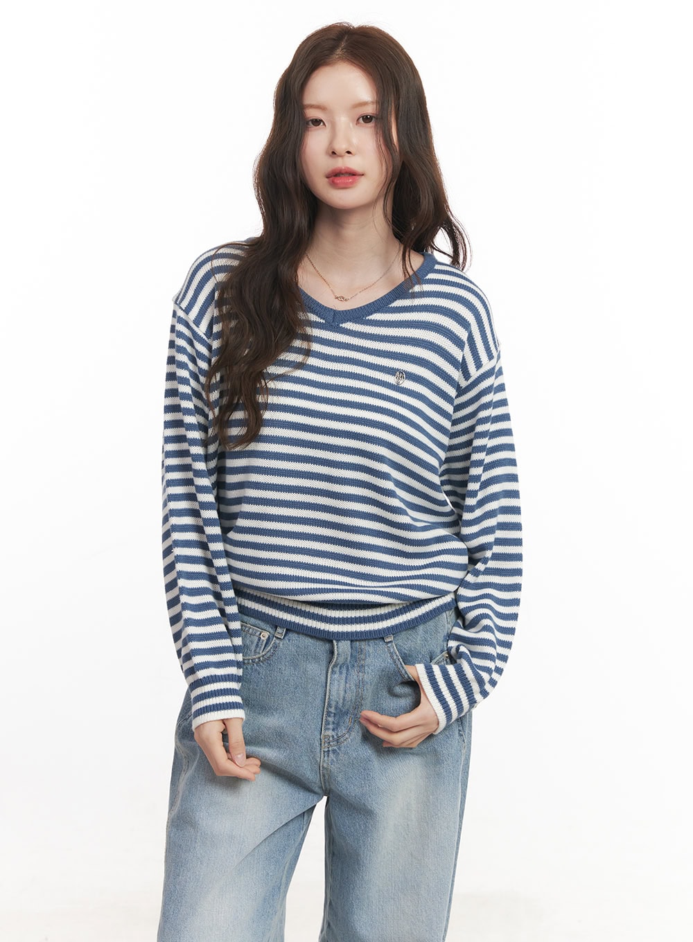 Sweet Apple Stripe V-Neck Sweater CA501