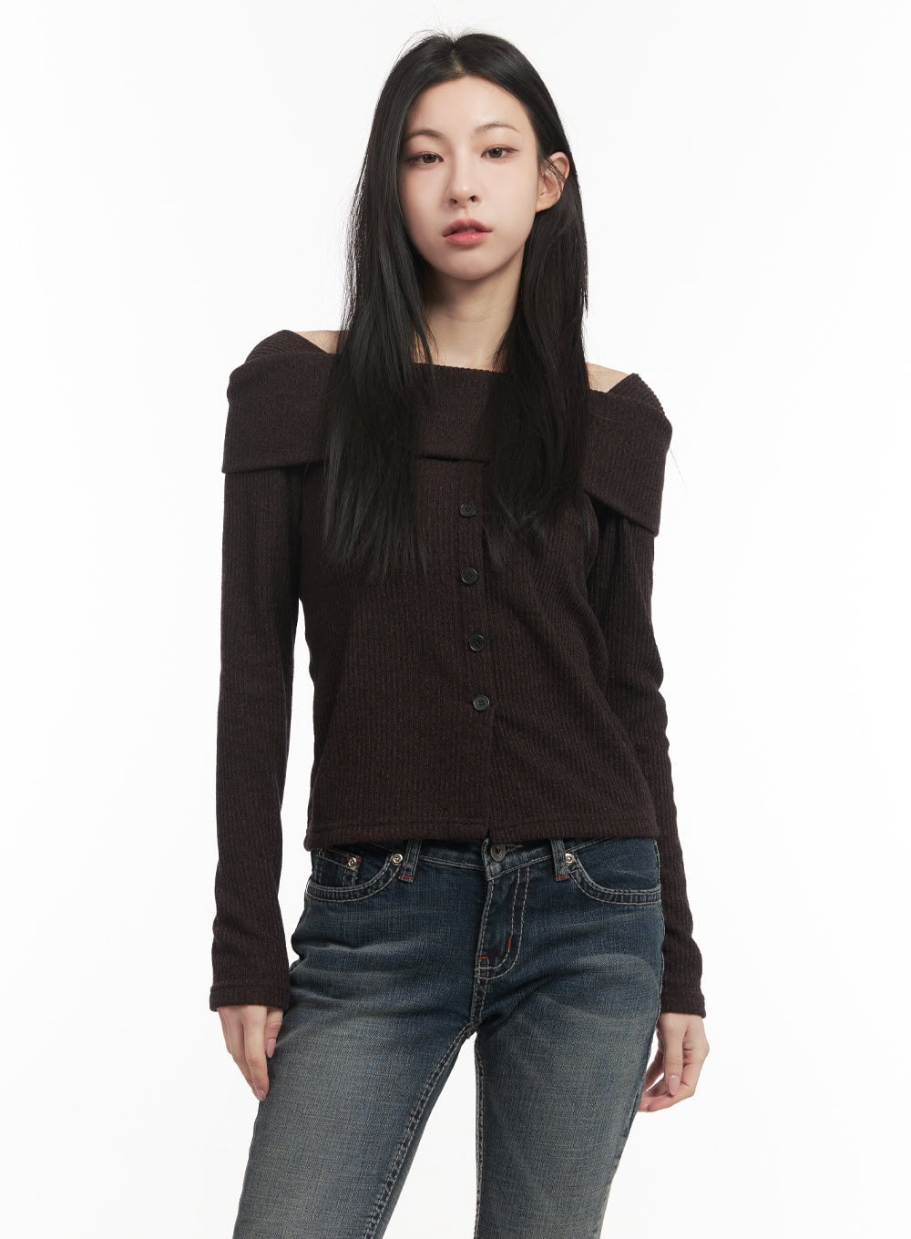 Cozy Buttoned Ribbed Sweater CF504