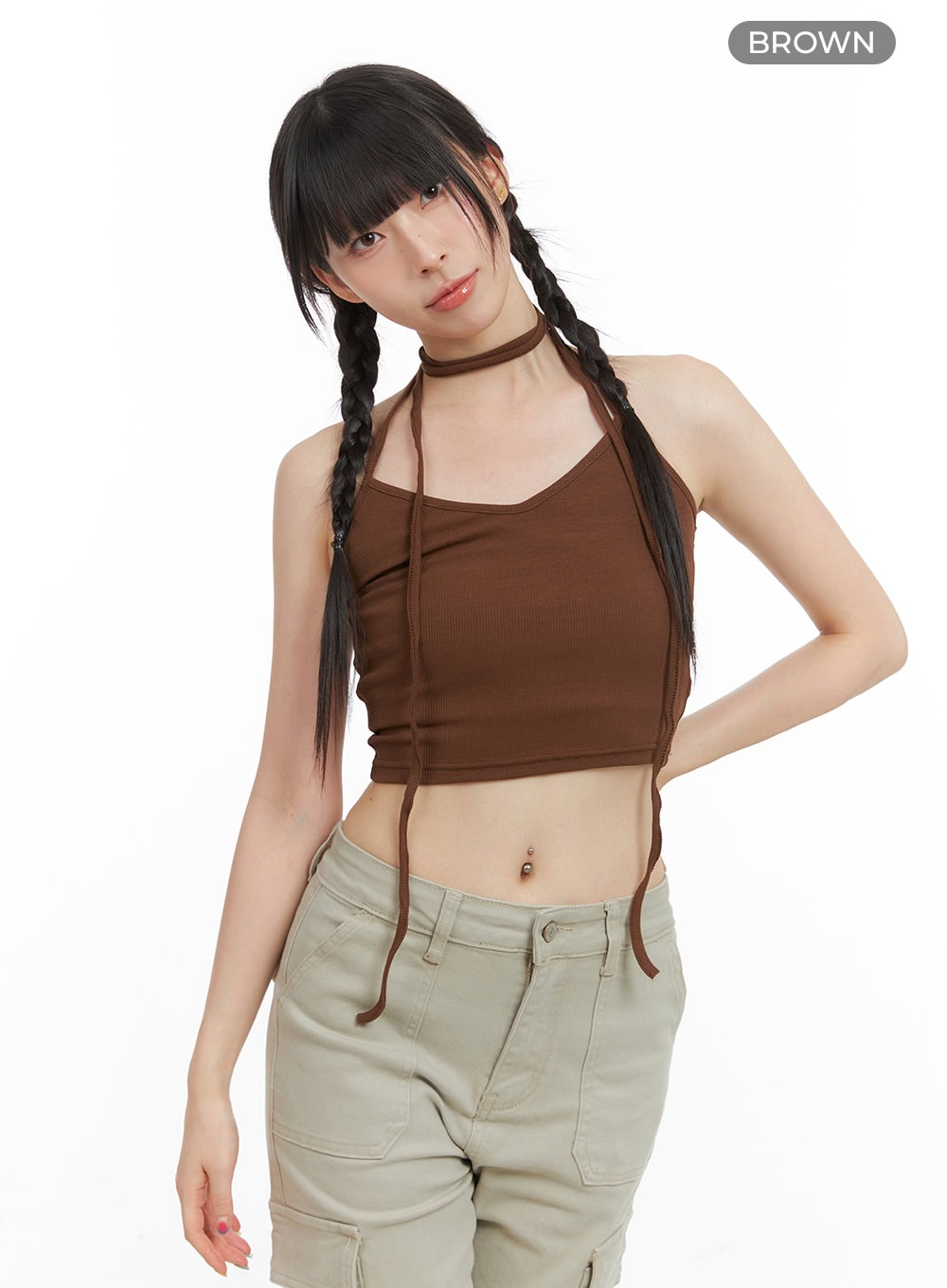 Tie Neck Crop Sleeveless Top CG408