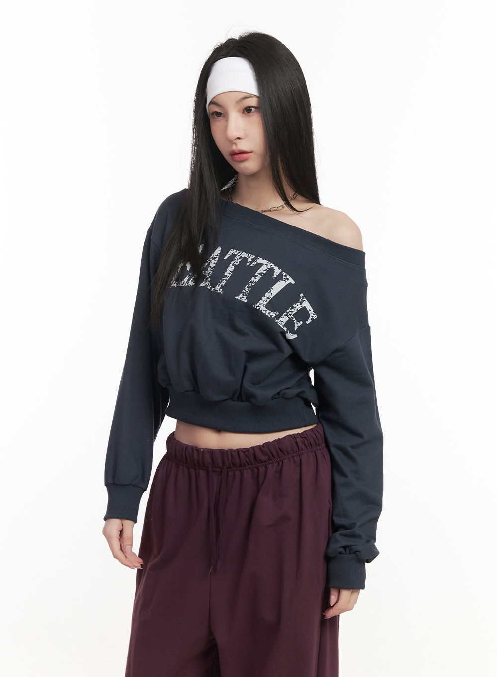 Soft Cotton Graphic Cropped Sweatshirt CF514