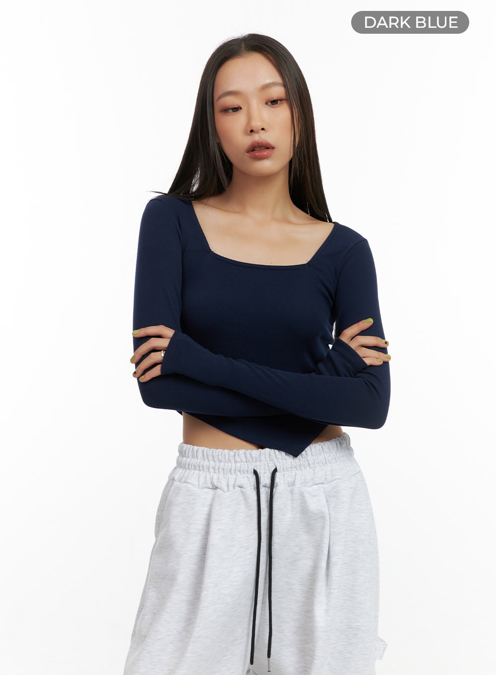 Square-Neck Unbalanced Crop Top CO424
