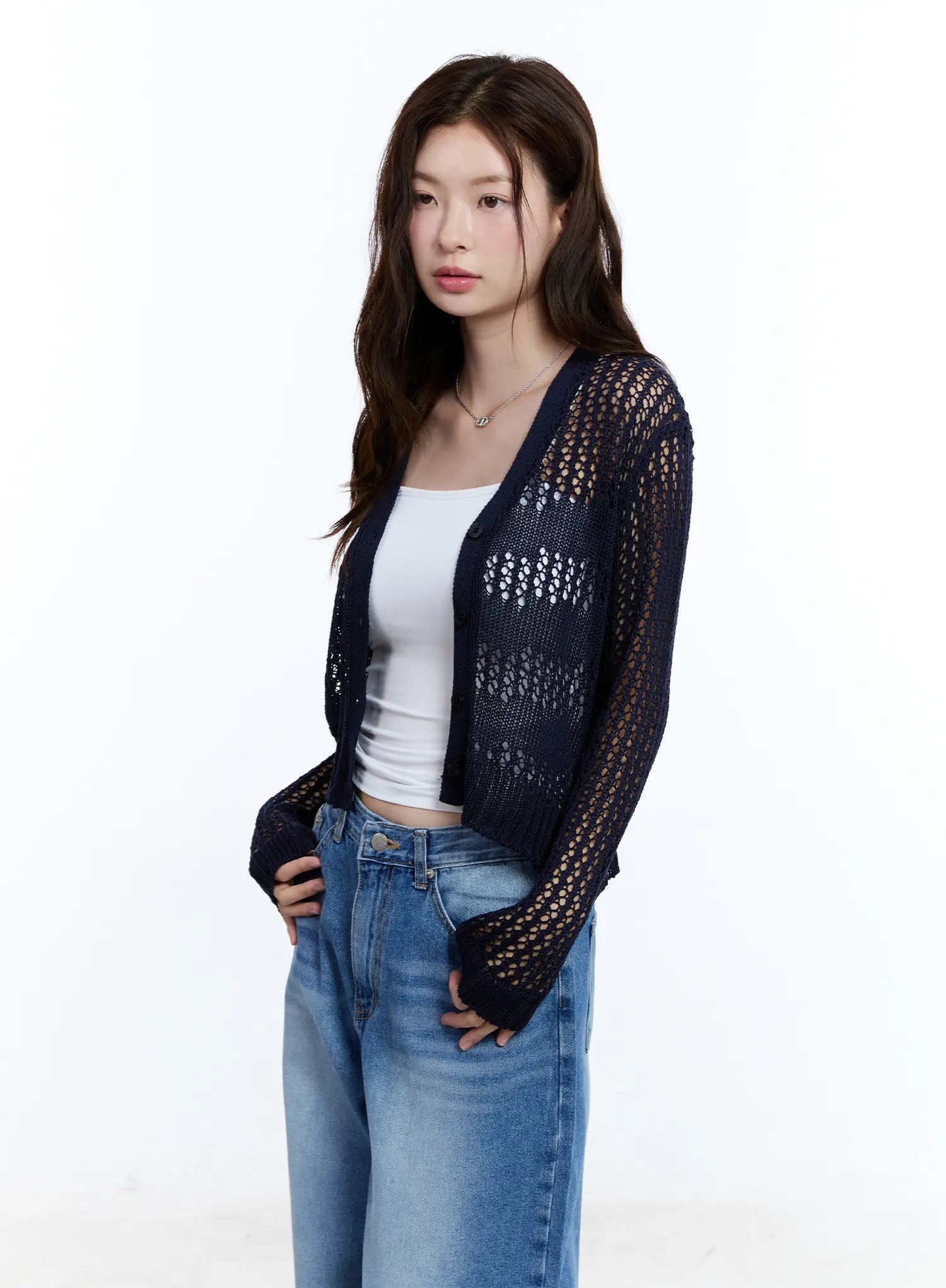 V-Neck Buttoned Sweater Cardigan CU513