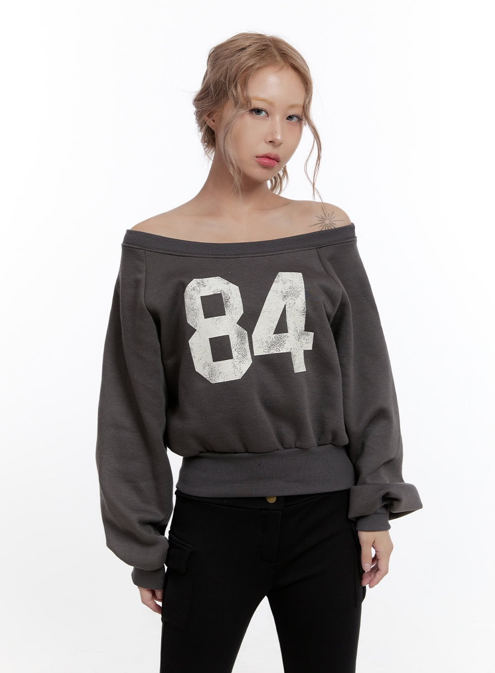 Off Shoulder Crop Sweatshirt CN425