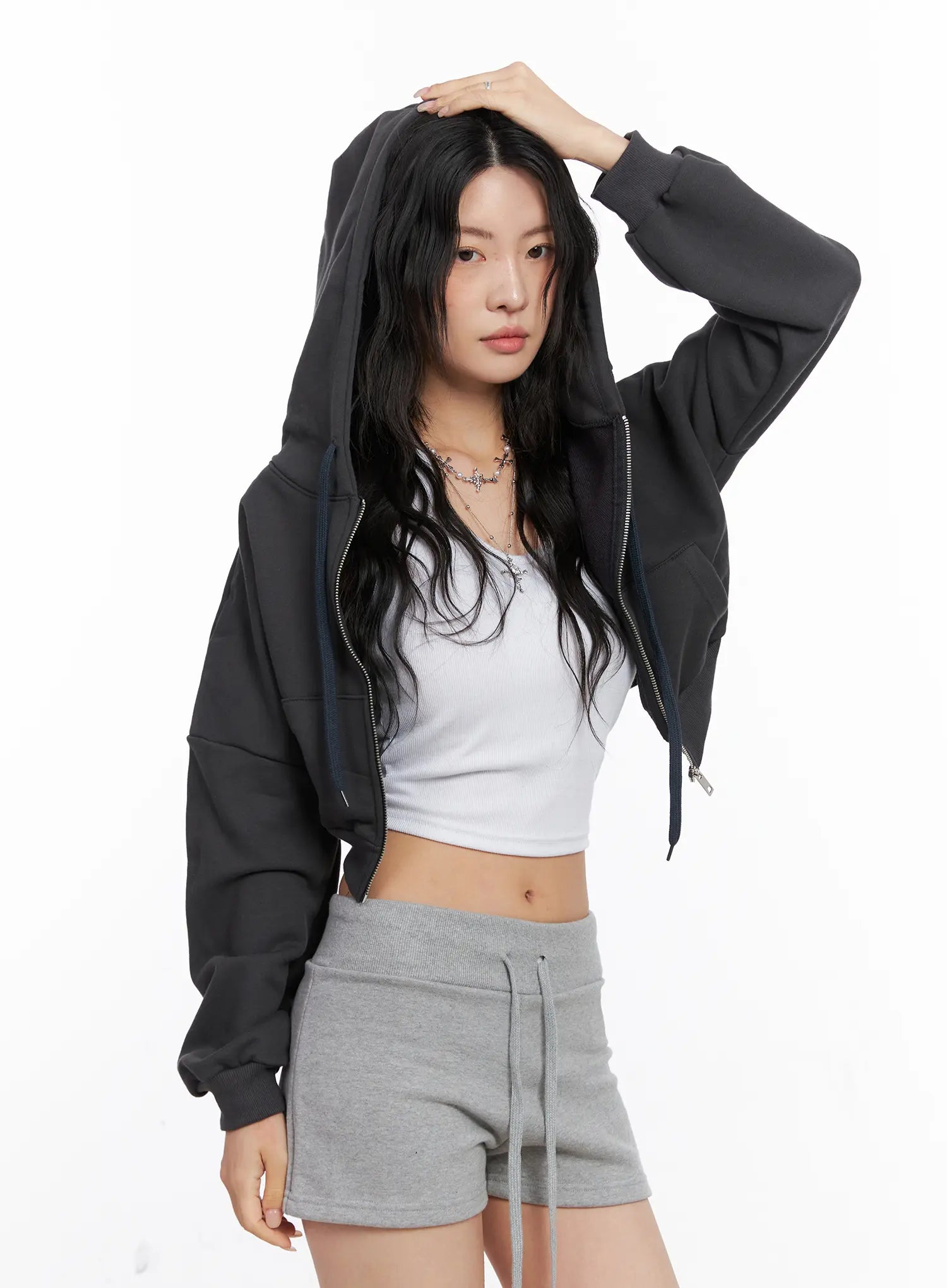 Basic Cropped Zip Hoodie CO507
