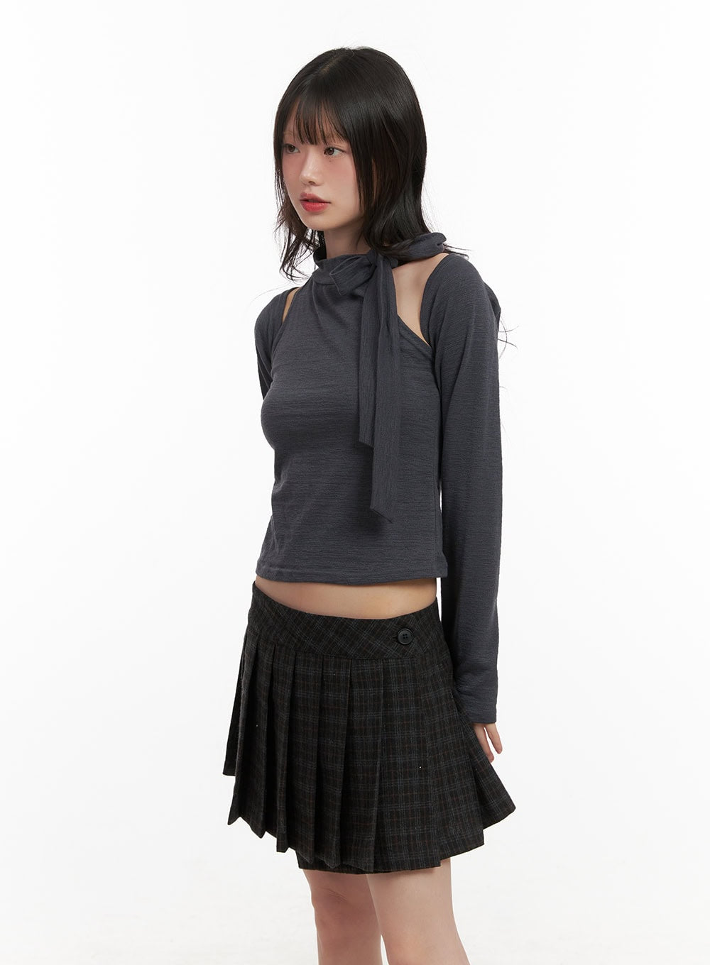 Ribboned Bolero High-Neck Crop Top Set CJ501