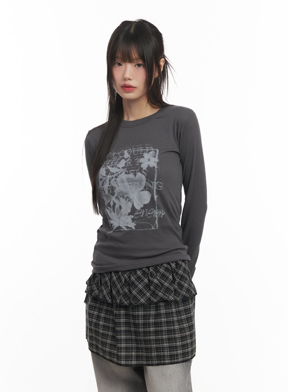 Flower Graphic Long-Sleeve Top CF519