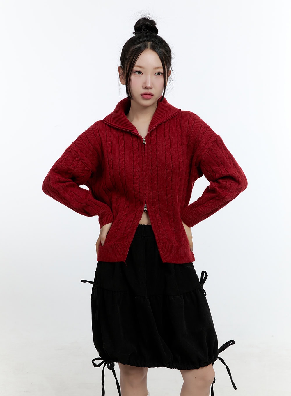 Cable Knit Zip Up Cardigan CD420