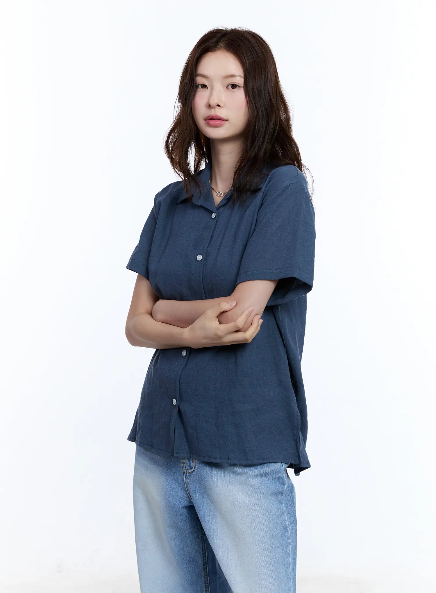 Linen Short-Sleeve Collared CU513