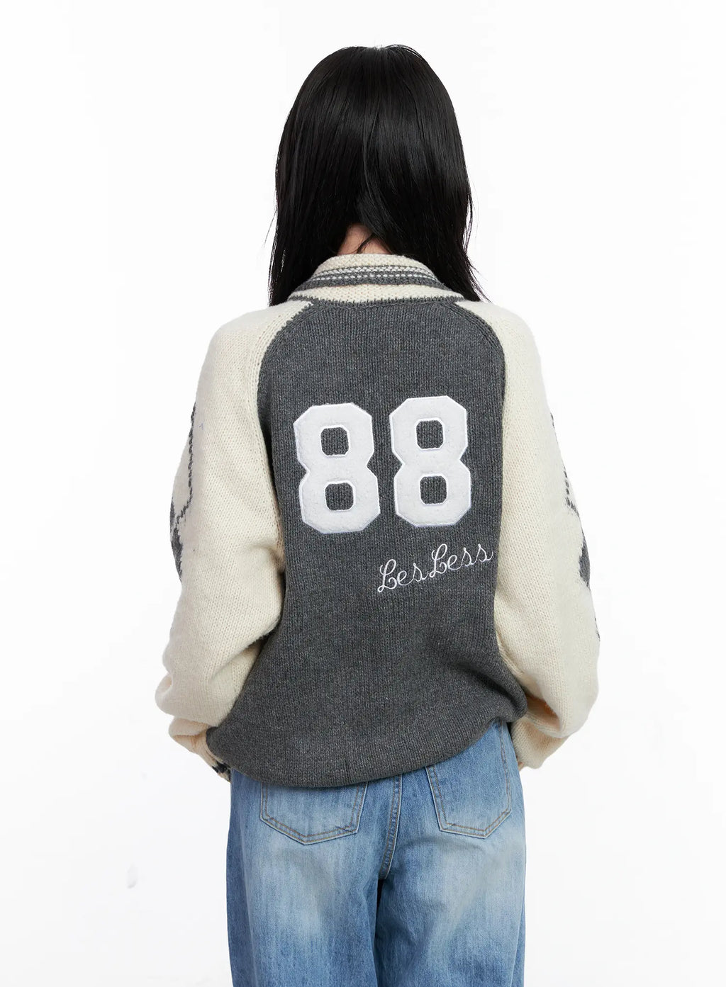 Varsity Knit Buttoned Cardigan CS529