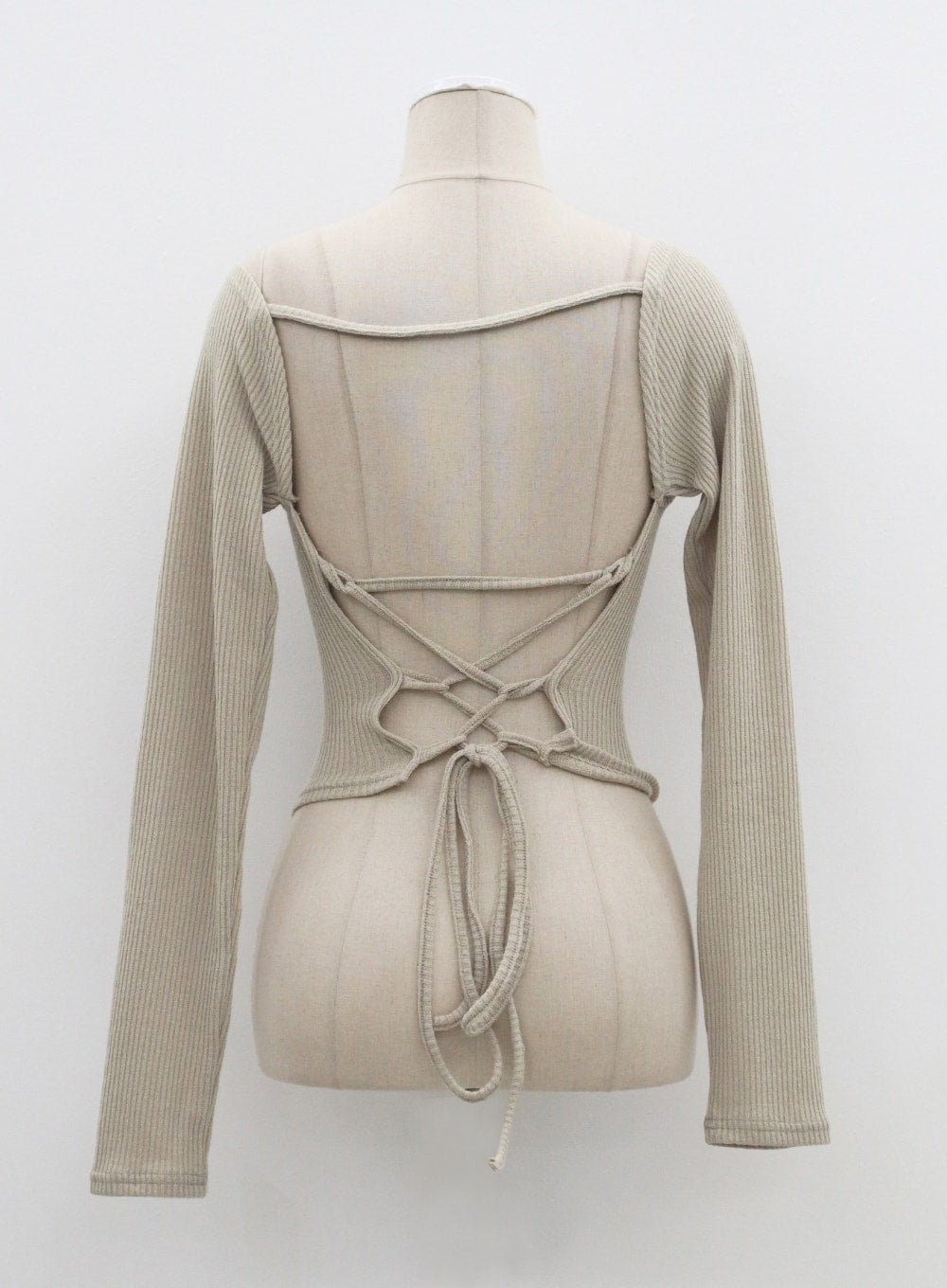 Back Tie Ribbed Knit Top CF316