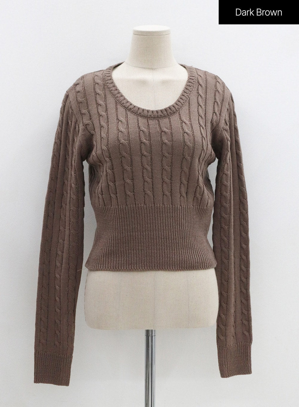 Round Neck Twist Crop Long Sleeve Knit OS26