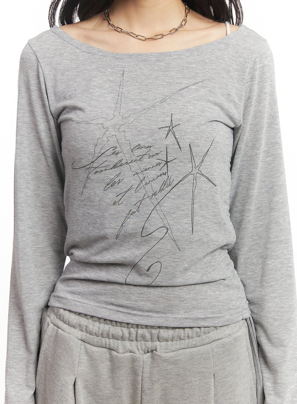 Graphic Shirred Crop Top CA504