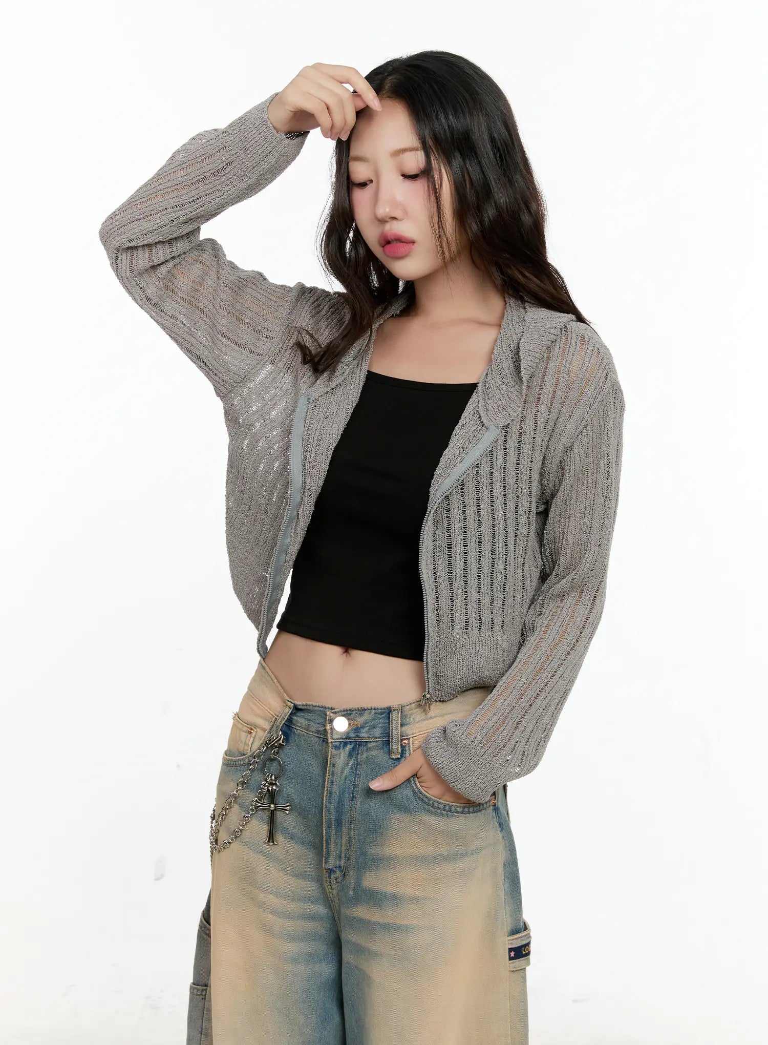 Summer Knit Cropped Zip-Up CG501