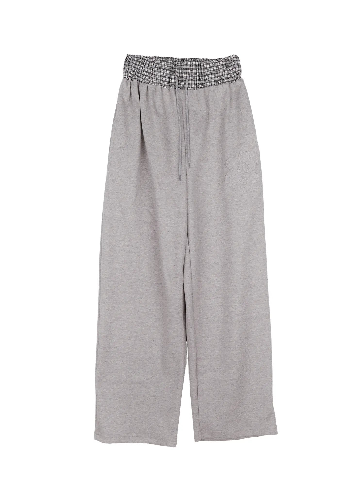 Plaid Waist Wide Leg Sweatpants CS530