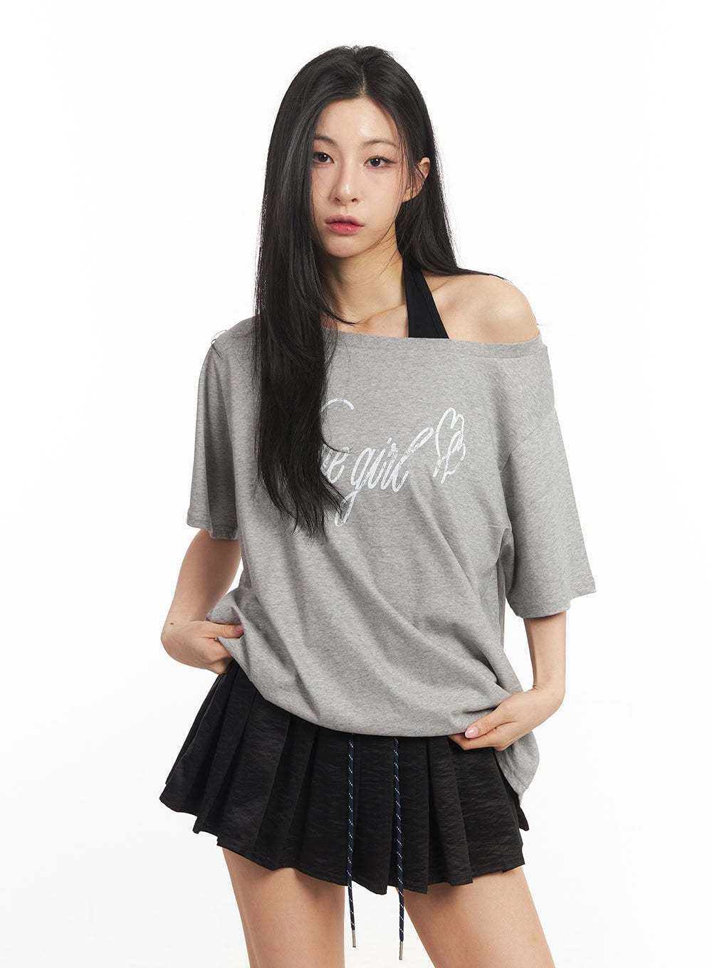 Graphic One-Shoulder Oversize T-Shirt CA503
