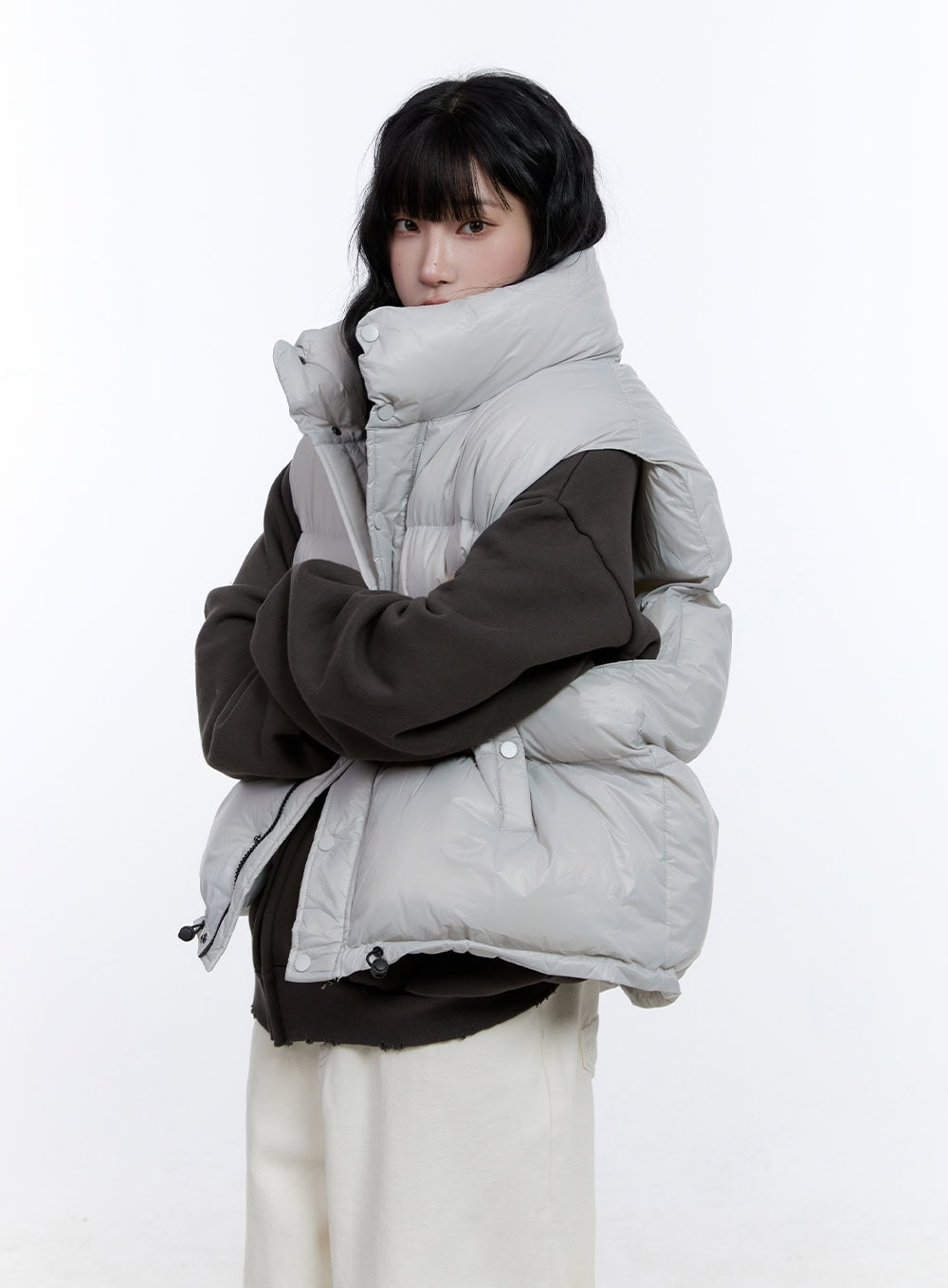 Oversized Chic Zip-Up Puffer Vest CD419