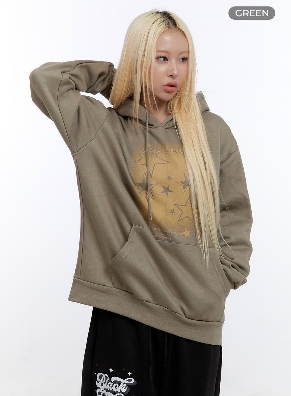 Oversized Star Graphic Hoodie CO422