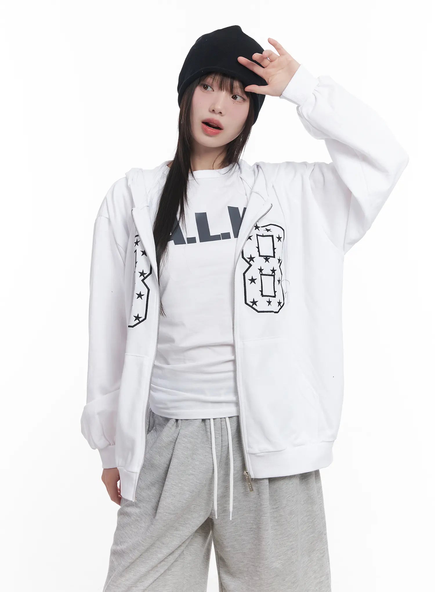 "88" Oversized Zip-Up Hoodie CU519