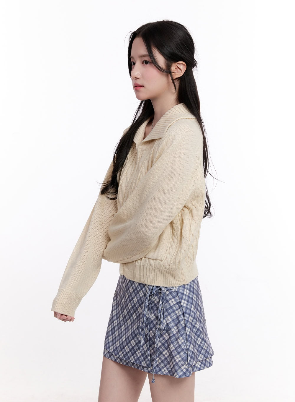 Cable Knit Zip-Up Cardigan CM526