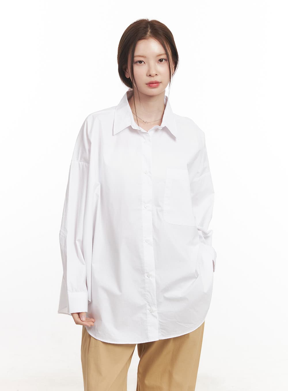 Cotton Oversized Button-Up Shirt CA502