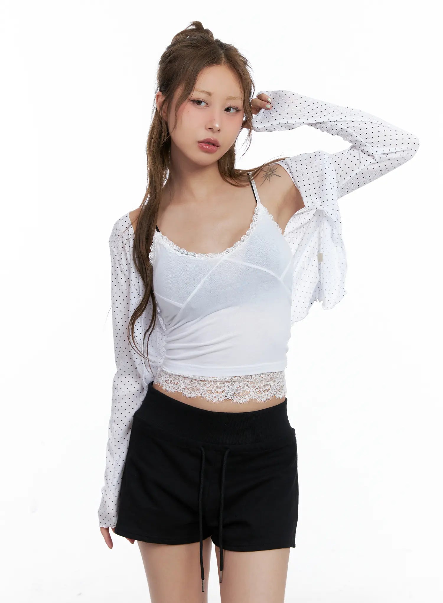 Polka Dot Cropped Cardigan CL510