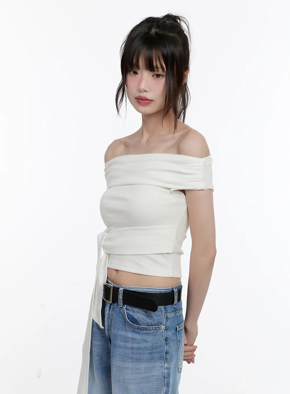 Off-Shoulder Tie Wrap Top CL504