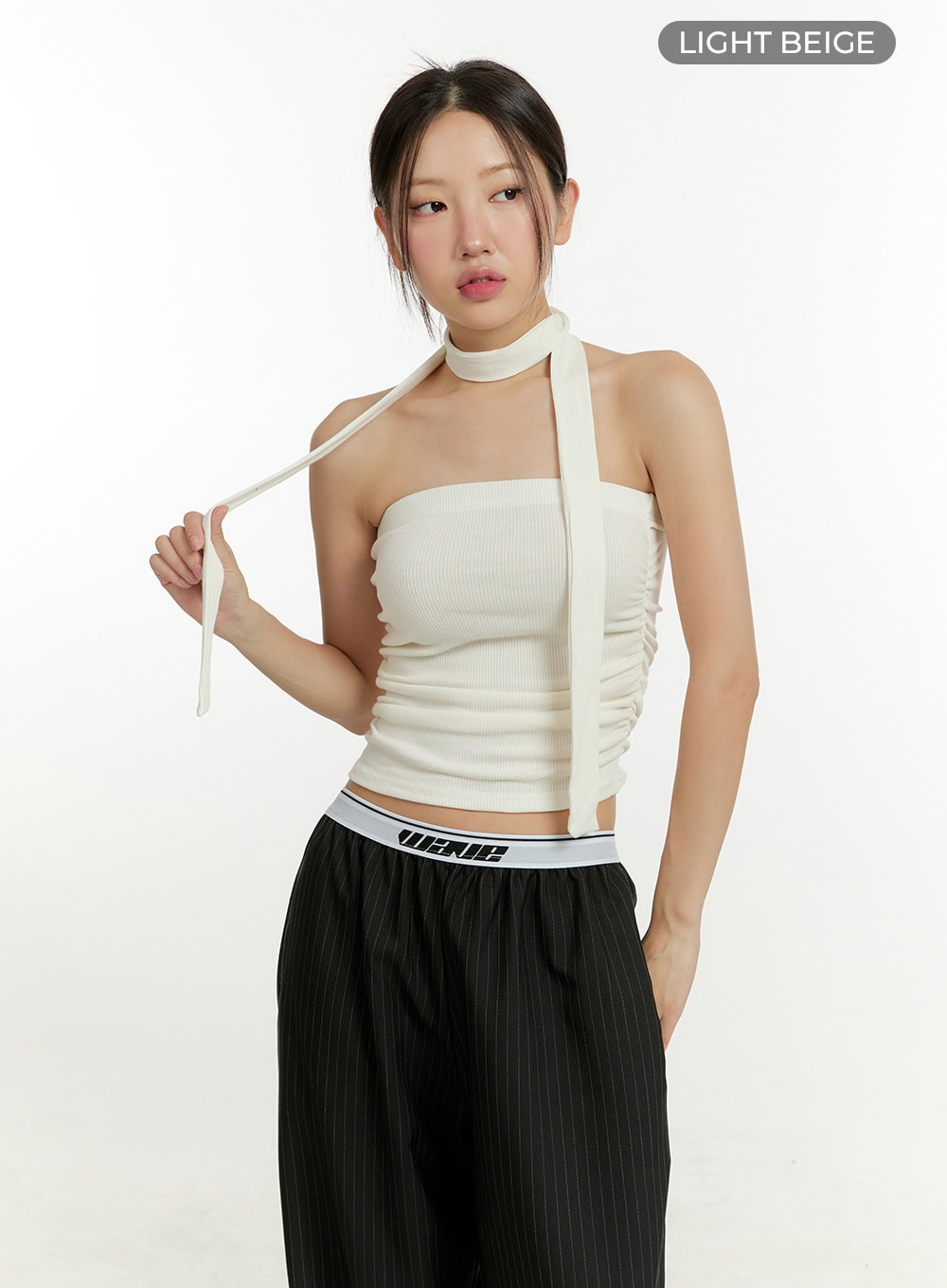 Shirred Tube Top with Thin Scarf Set CU426