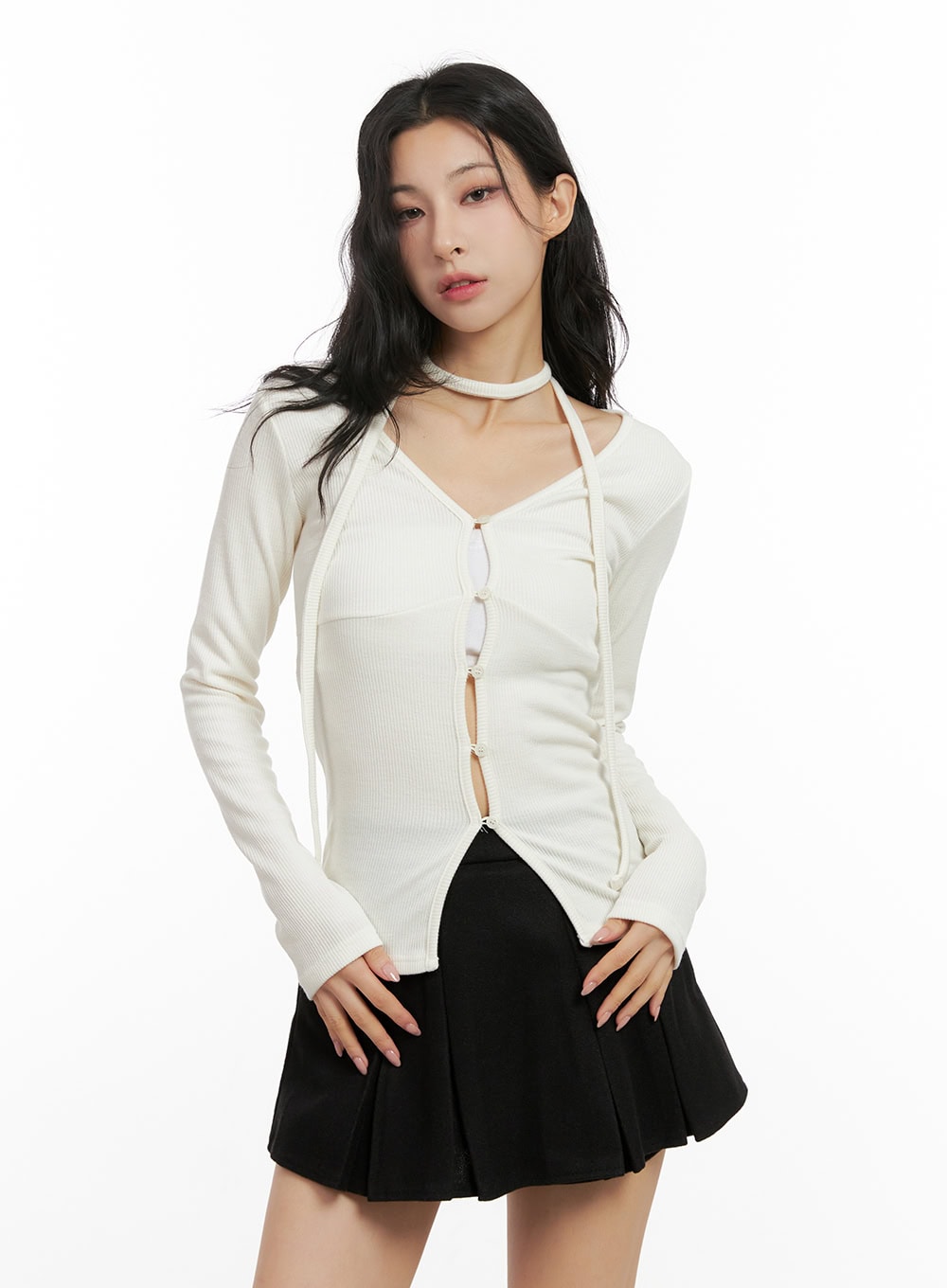 Buttoned V-Neck Slim-Fit Cardigan CN416