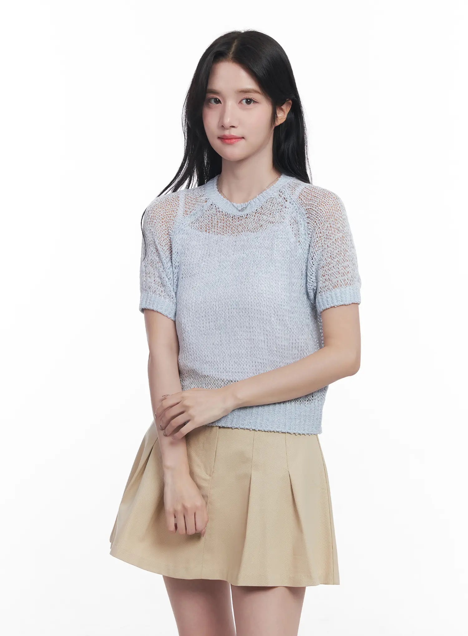 Sheer Short-Sleeve Sweater CU523