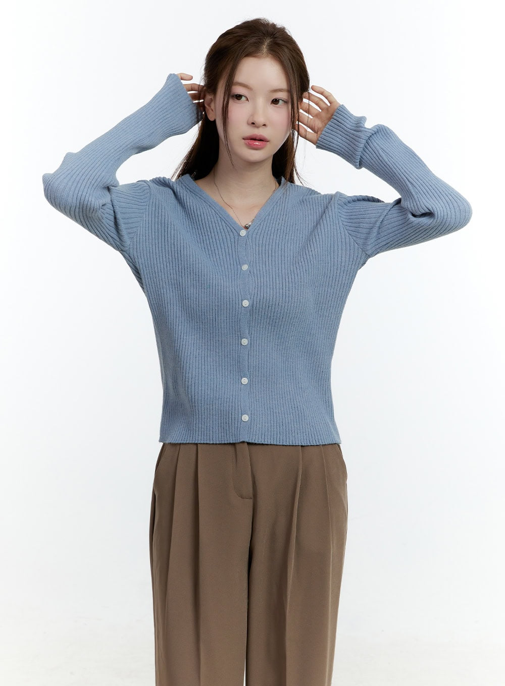 Basic Ribbed V-Neck Cardigan CF503