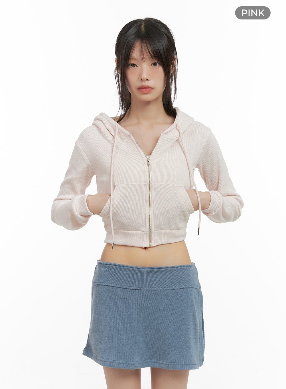 Zippered Hooded Crop Top CS410