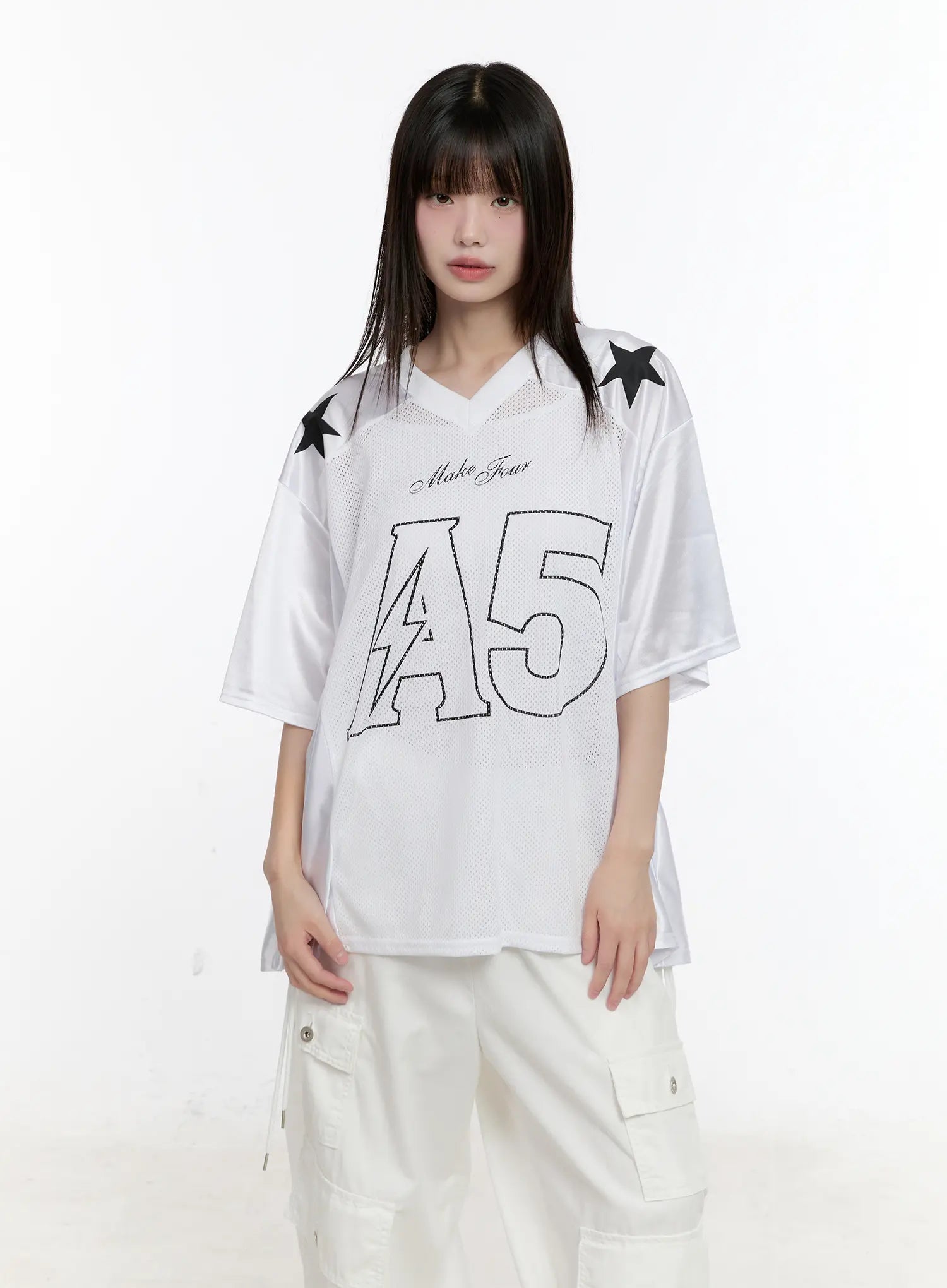 Oversized Graphic Jersey Top CL507